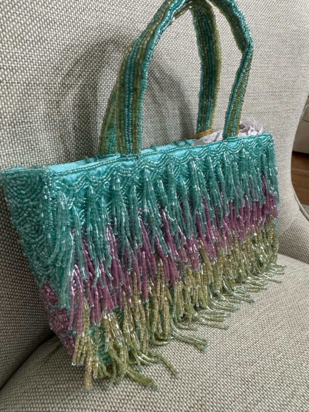 Made in India Rainbow Fringe Beaded Bag - Picture 4 of 9